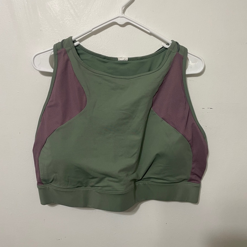 Fabletics Sage Green Dusty Rose Mesh Panel Racerback Sports Bra 3X